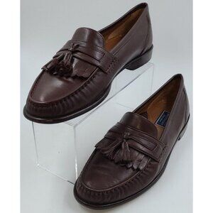 Bostonian Florentine Brown Leather Fringe Tasseled Office Dress Loafers 10.5M